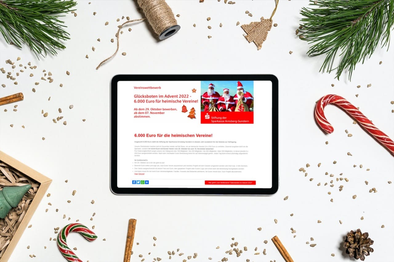 Mockup Webseite Gl&uuml;cksboten im Advent 2022