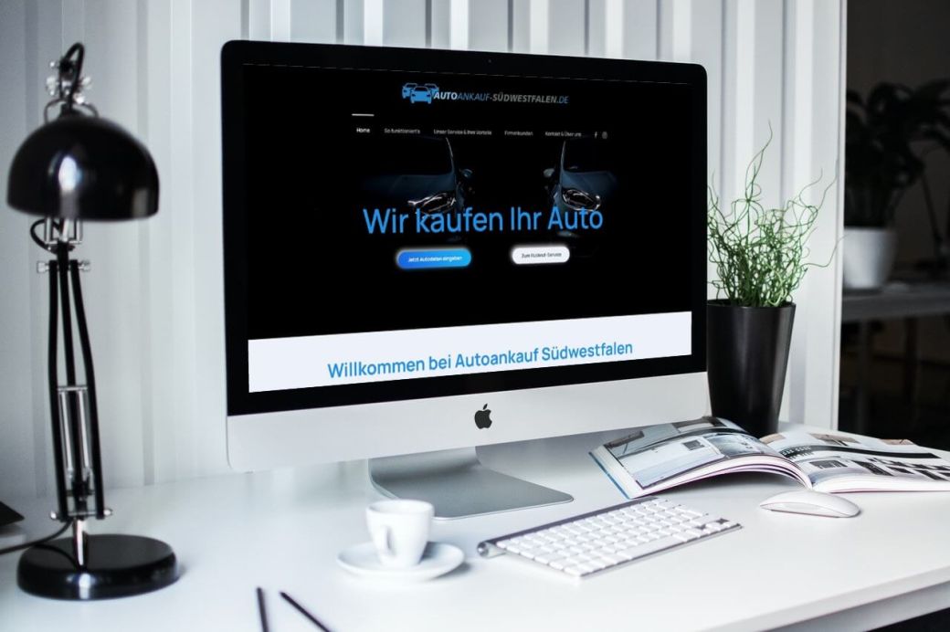 Mockup Webseite Autoankauf S&uuml;dwestfalen